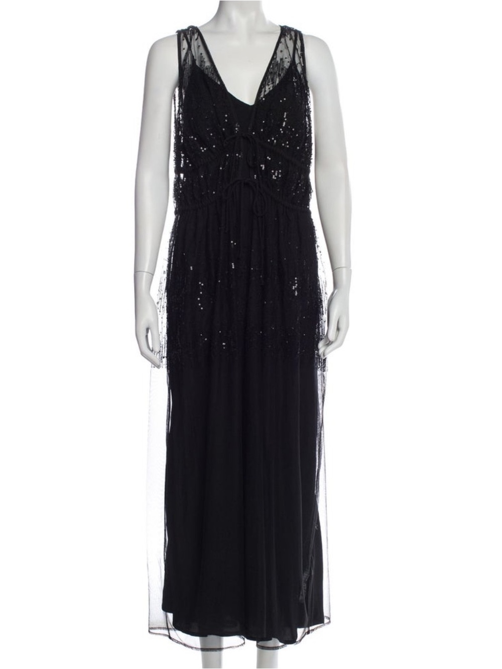 ALL SAINTS Robyn Embellished Black Sequin Tulle Maxi Dress NWT 6 - Picture 7 of 15